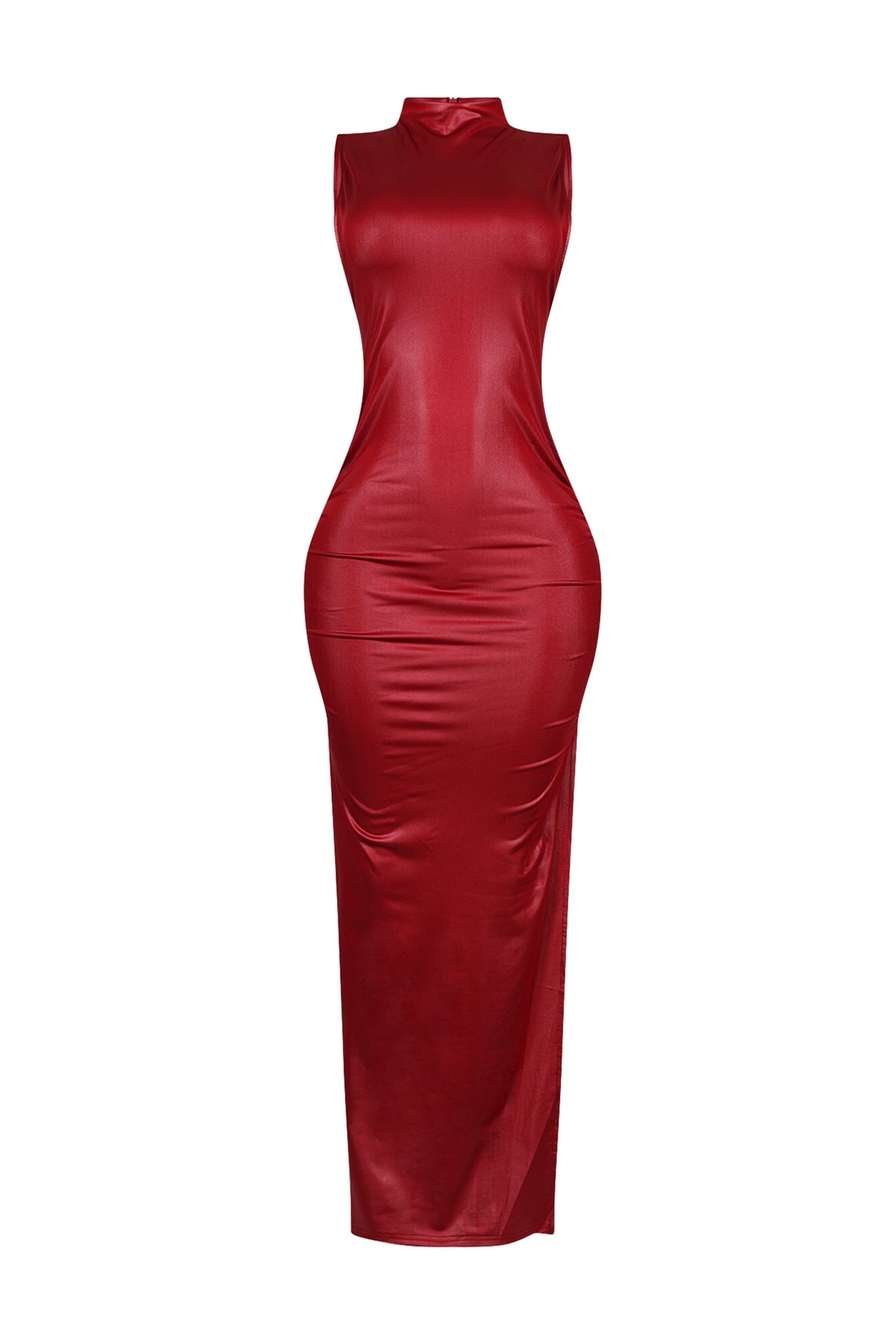 Marenna Faux Leather Ruched Maxi Dress