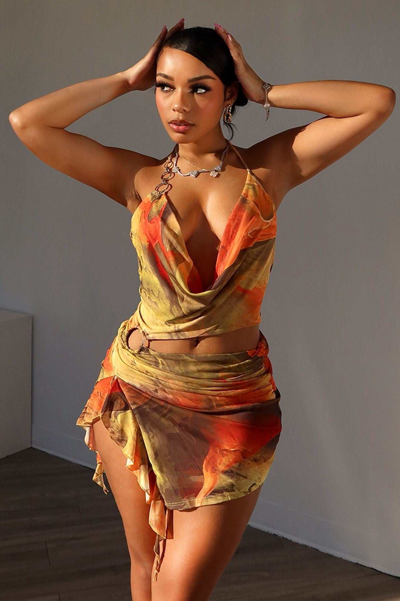 Aora Mesh Print Dress