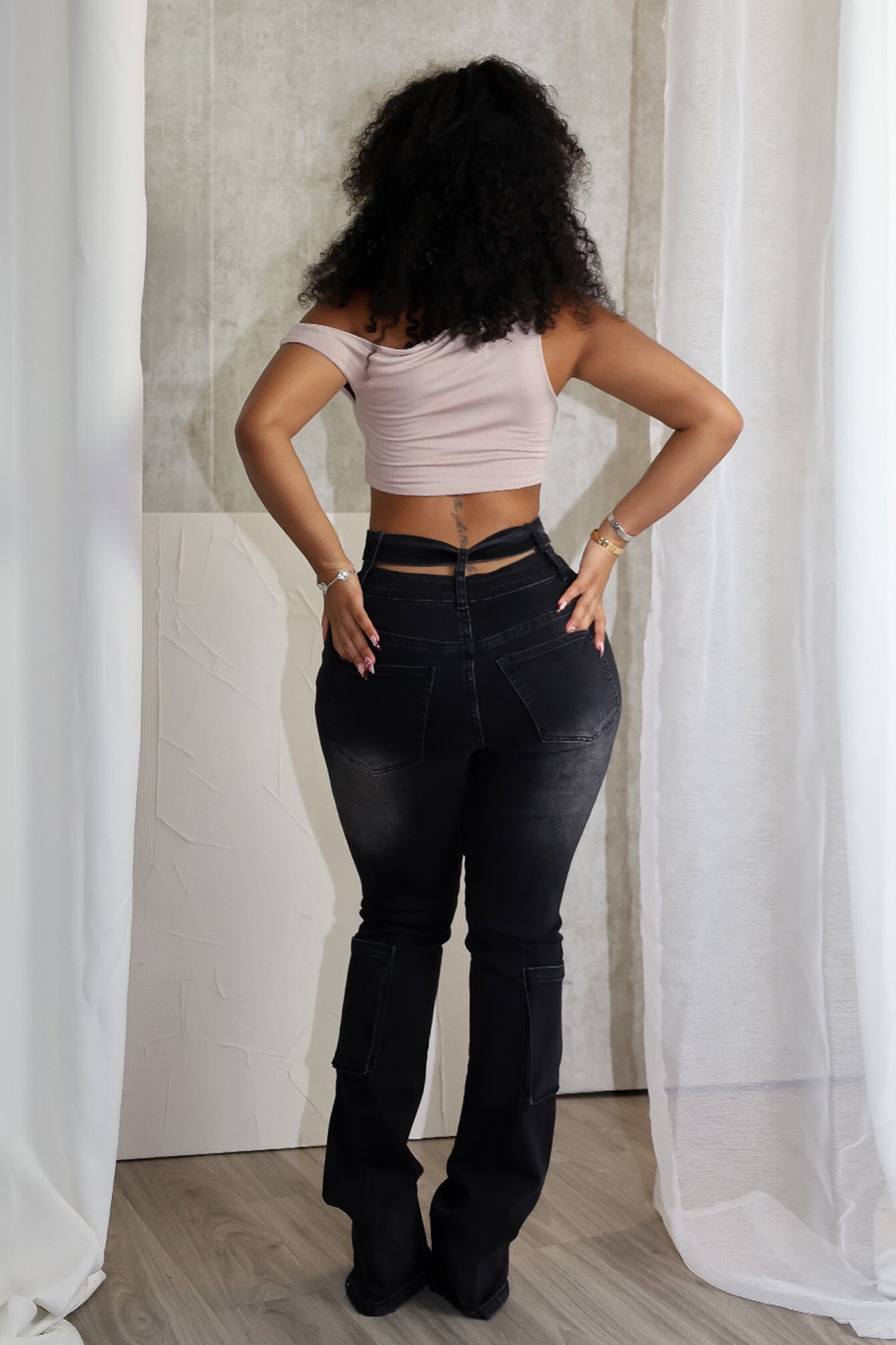 Tic Tac Toe Denim Cargo Jeans